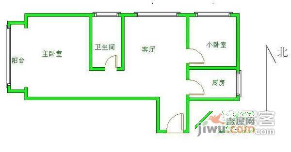 玺萌鹏苑2室1厅1卫93㎡户型图