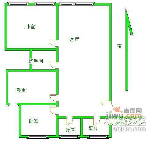 安德馨居3室1厅1卫130㎡户型图