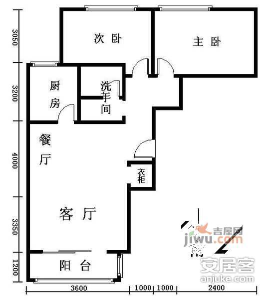 中信沁园2室2厅1卫134㎡户型图