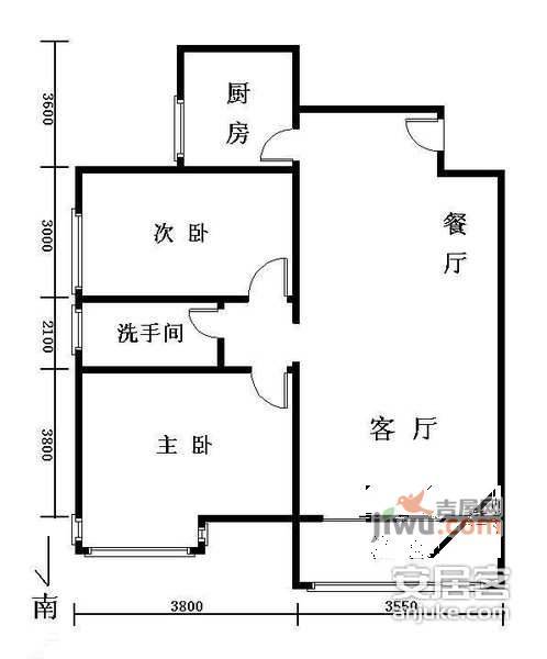 中信沁园2室2厅1卫134㎡户型图