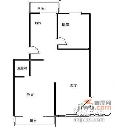 龙跃苑2室1厅1卫124㎡户型图