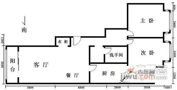 中信沁园2室1厅1卫152㎡户型图