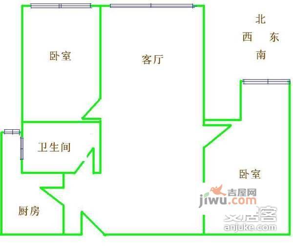 威尔夏大道2室1厅1卫124㎡户型图