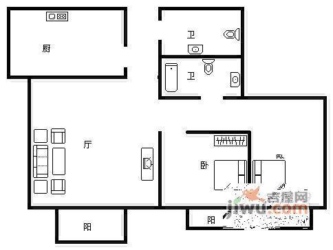 天天朝阳2室1厅1卫122㎡户型图