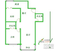 天天朝阳2室2厅2卫133㎡户型图