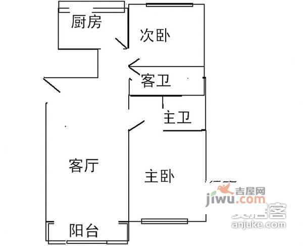 天月园2室2厅2卫128㎡户型图