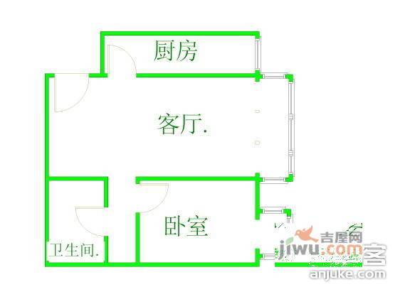 西引力1室1厅1卫88㎡户型图