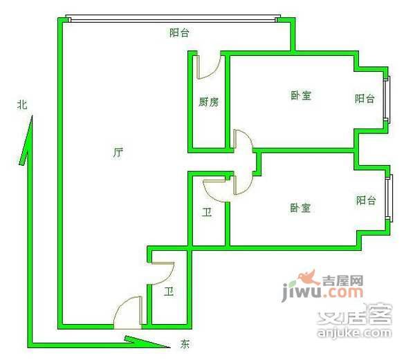 世纪金色嘉园2室1厅1卫115㎡户型图