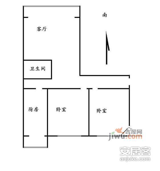 和平门小区2室1厅1卫91㎡户型图