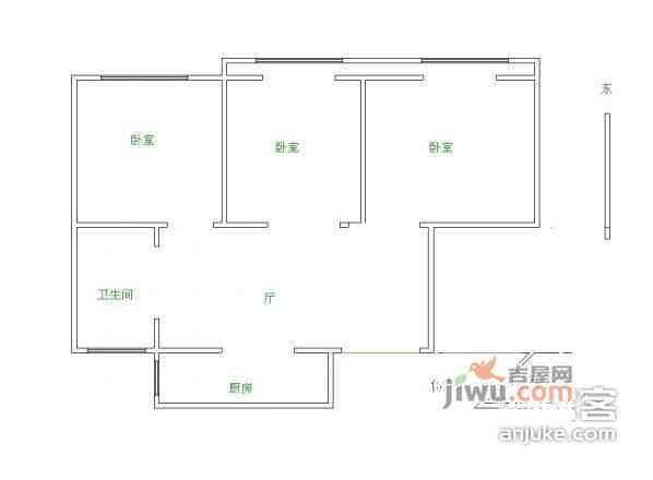 和平门小区3室1厅1卫151㎡户型图