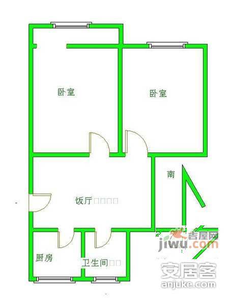 和平门小区2室1厅1卫91㎡户型图