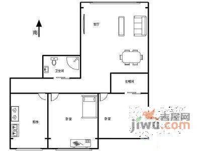 和平门小区2室2厅1卫户型图