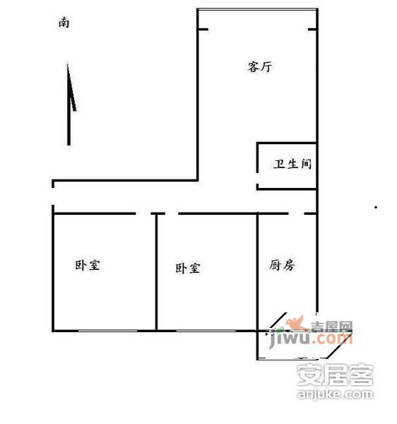 和平门小区2室1厅1卫91㎡户型图