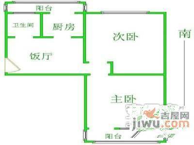 团结湖2室1厅1卫56㎡户型图