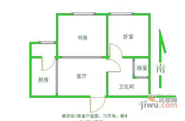 泰华滨河苑2室1厅1卫113㎡户型图