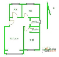 北京青年城2室2厅2卫122㎡户型图