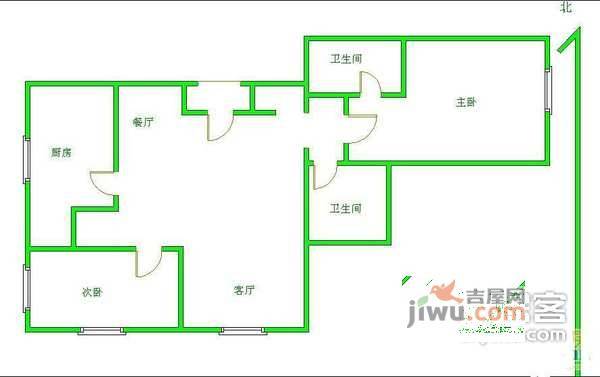 澳林春天五期2室2厅2卫115㎡户型图