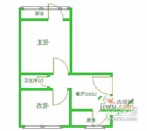 古城北路2室1厅1卫80㎡户型图