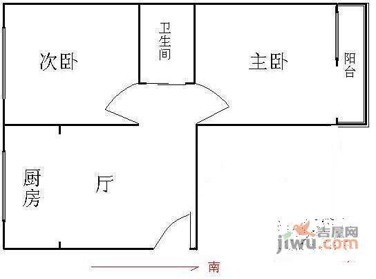 古城北路2室1厅1卫80㎡户型图