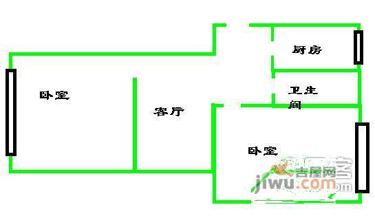 古城北路2室1厅1卫80㎡户型图