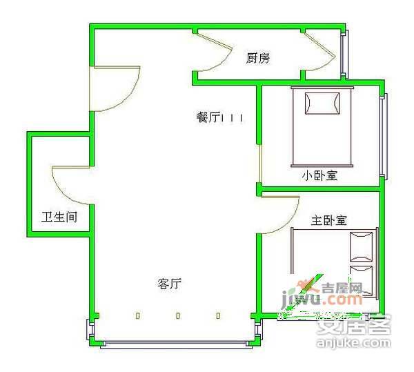 鑫兆雅园2室2厅2卫户型图