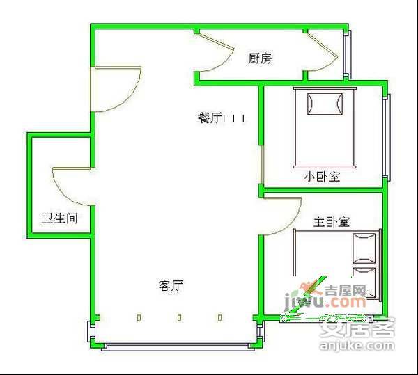 鑫兆雅园2室2厅1卫105㎡户型图