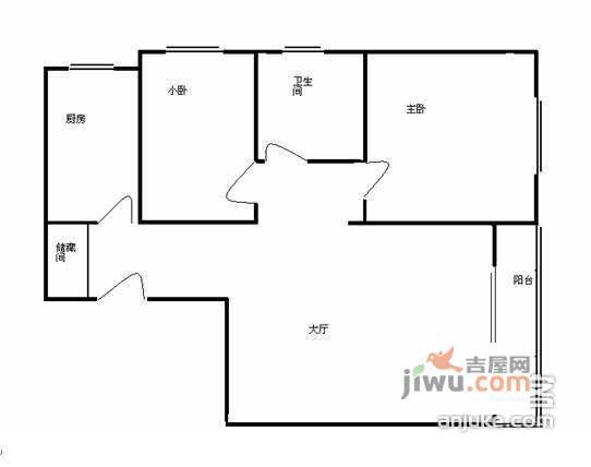 慧时欣园2室1厅1卫98㎡户型图