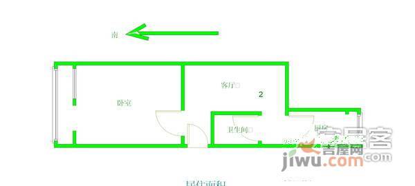 和义南苑北里社区1室1厅1卫57㎡户型图