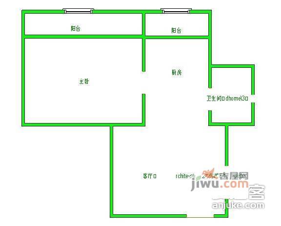 和义南苑北里社区1室1厅1卫57㎡户型图