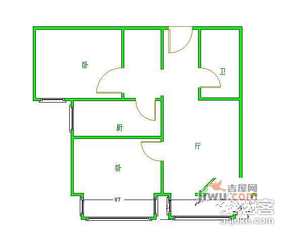 常青藤嘉园2室1厅1卫85㎡户型图