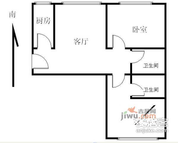 常青藤嘉园2室1厅1卫85㎡户型图