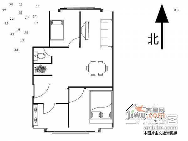 青塔东里小区2室2厅1卫120㎡户型图