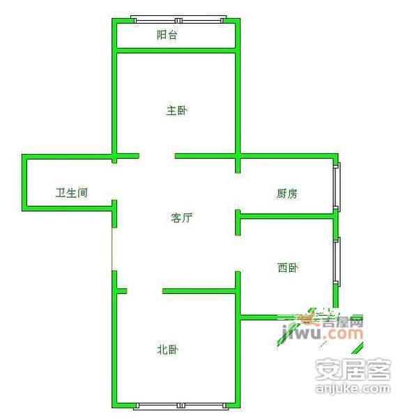 枣营北里3室1厅1卫81㎡户型图