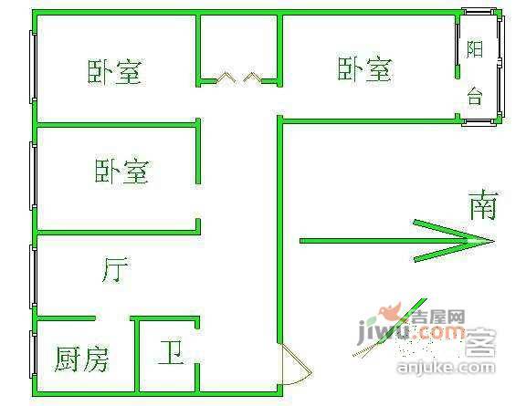 枣营北里3室1厅1卫81㎡户型图