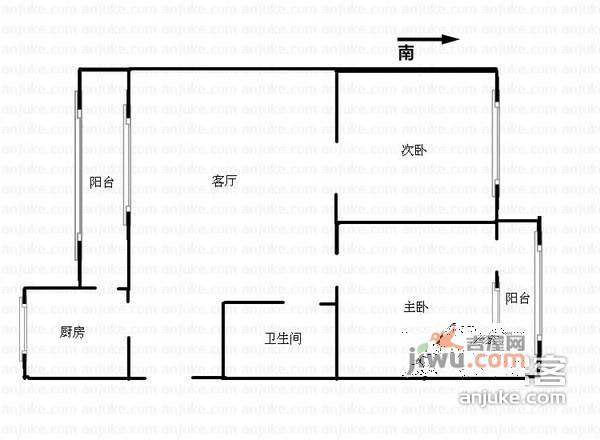 博雅西园2室1厅1卫118㎡户型图