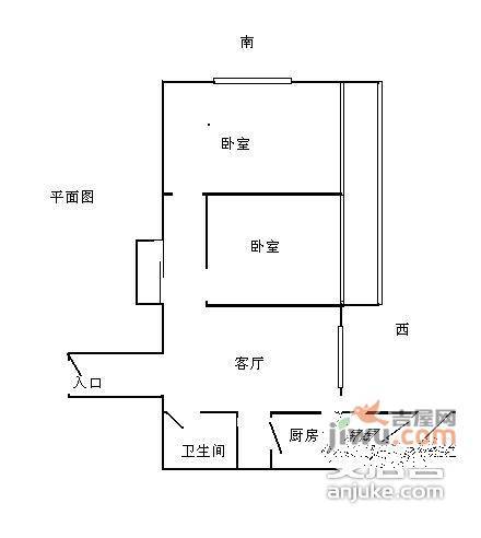 太平桥小区2室1厅1卫76㎡户型图