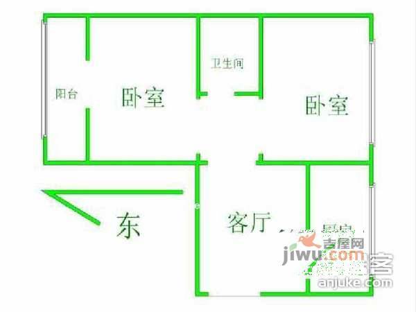 太平桥小区2室1厅1卫76㎡户型图