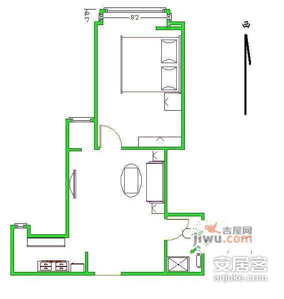 绿景苑1室1厅1卫80㎡户型图