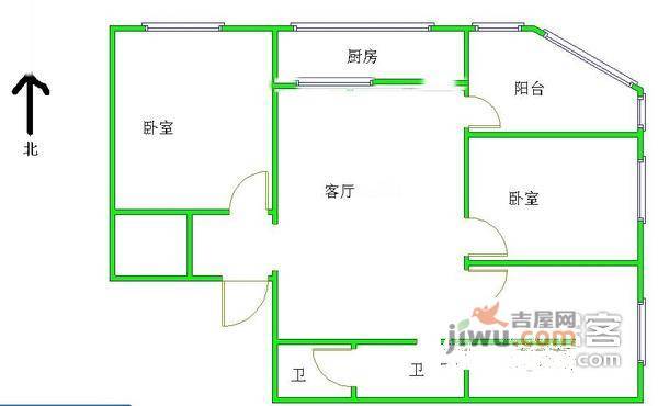 依翠园3室1厅1卫114㎡户型图