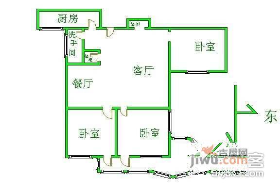 依翠园3室2厅1卫113㎡户型图