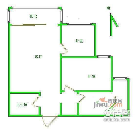 驼房营南里2室2厅1卫105㎡户型图