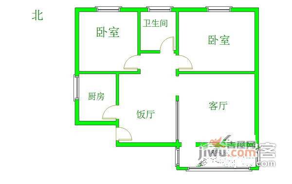 双龙南里小区2室1厅1卫83㎡户型图