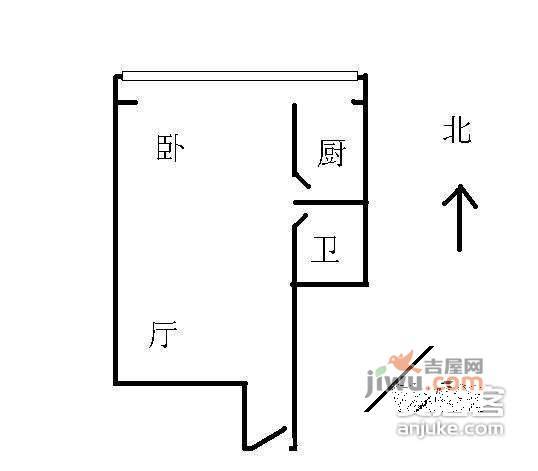 流星花园二区1室1厅1卫48㎡户型图