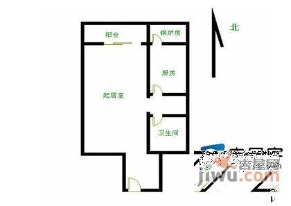 流星花园二区1室1厅1卫48㎡户型图