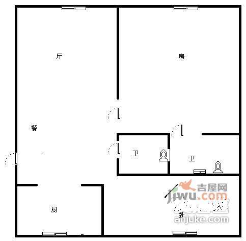 流星花园二区2室2厅2卫103㎡户型图