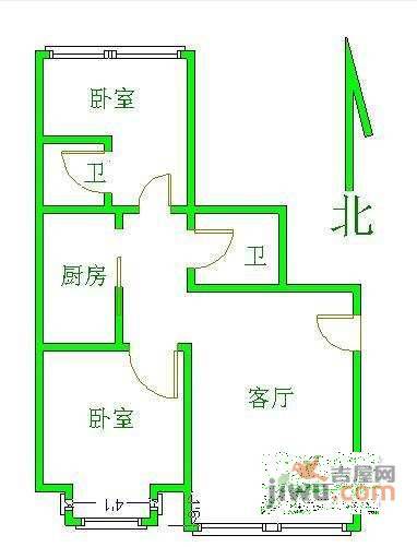 流星花园二区2室1厅2卫102㎡户型图