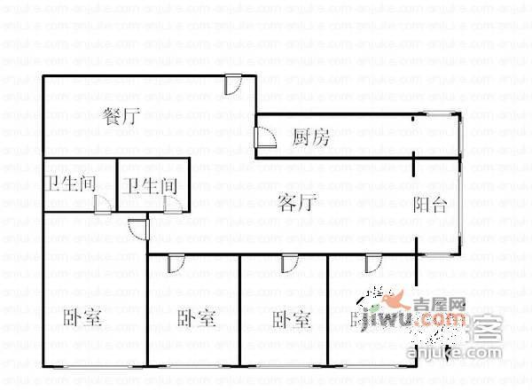 冠英园小区4室2厅2卫126㎡户型图