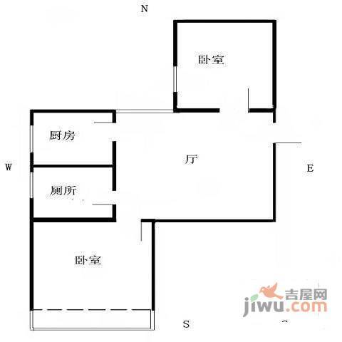 卧龙小区2室1厅1卫102㎡户型图