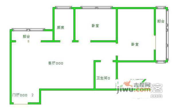 正阳小区2室1厅1卫98㎡户型图