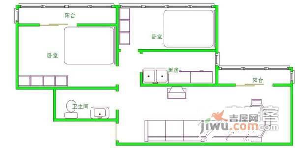 正阳小区2室1厅1卫98㎡户型图